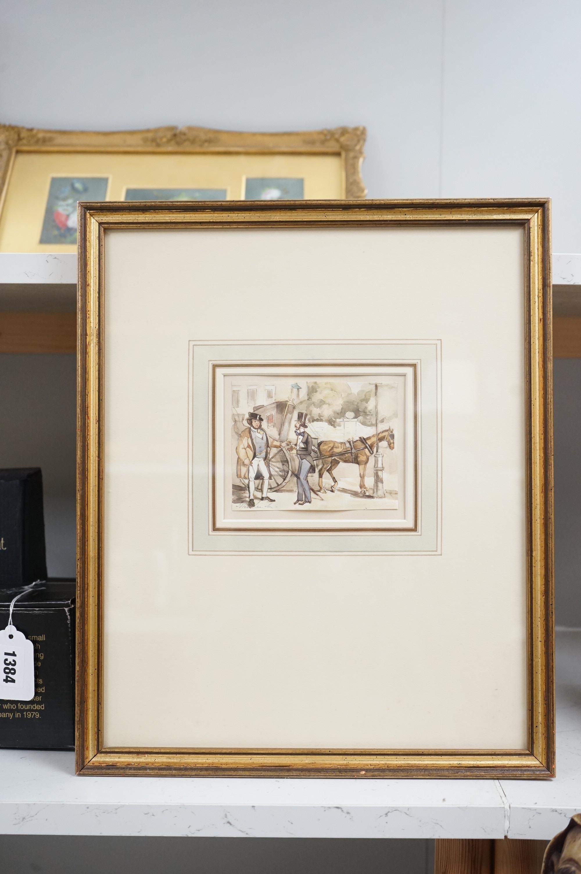 John Leach (1817-1864), watercolour, 'A Tip Well Received', signed in pencil, 10 x 11.5cm